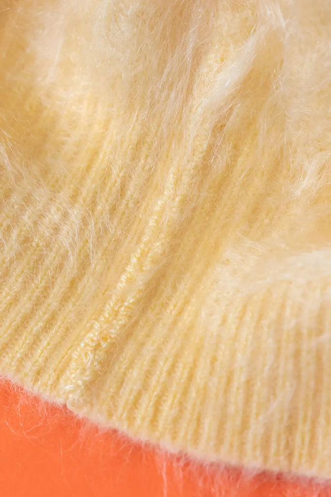 Fibflx Women's Chunky Brushed Cashmere V-Neck Pullover Sweater