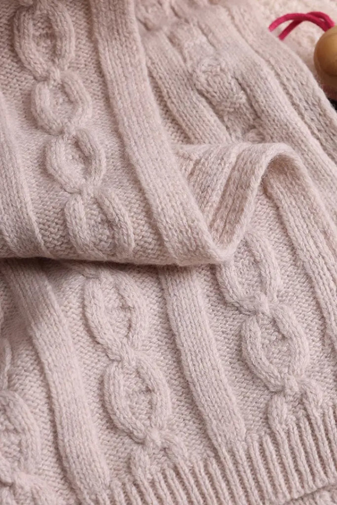 Fibflx Women's Chunky Cable Knit Merino Wool Scarf with Ribbed Trim