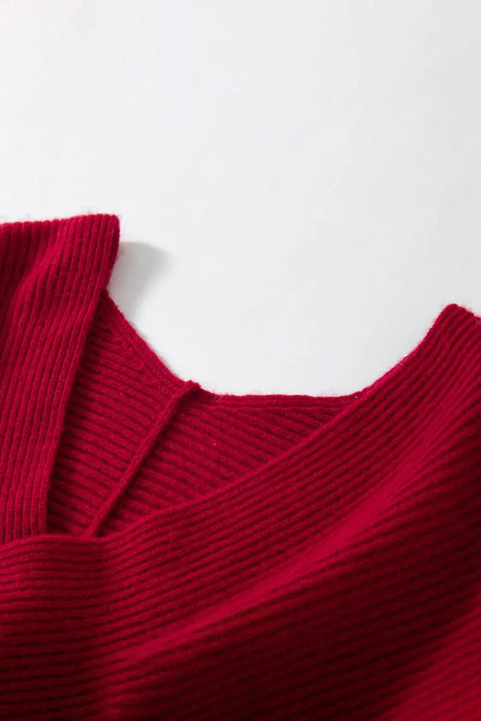 Fibflx Women's Chunky Cashmere V-Neck Ribbed Wrap Sweater