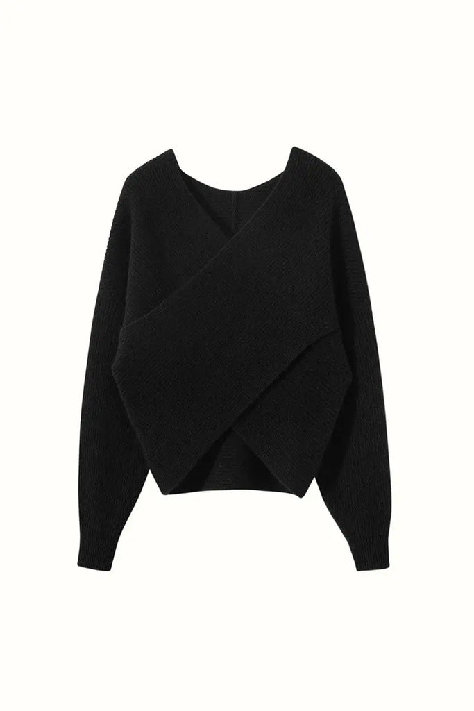 Fibflx Women's Chunky Cashmere V-Neck Ribbed Wrap Sweater