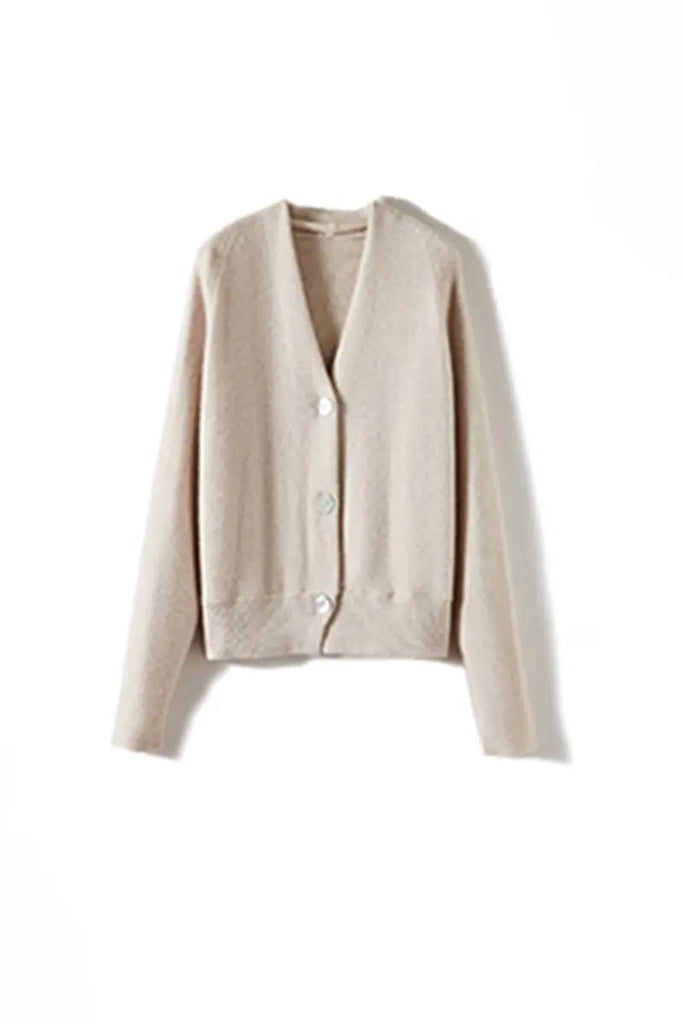 Fibflx Women's Chunky Knit 100 Cashmere V-Neck Cardigan