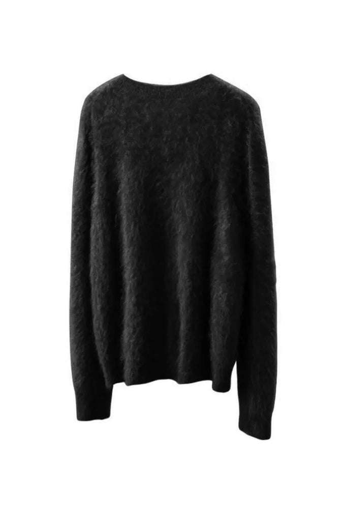 Fibflx Women's Classic Brushed Cashmere Crewneck Button Front Cardigan