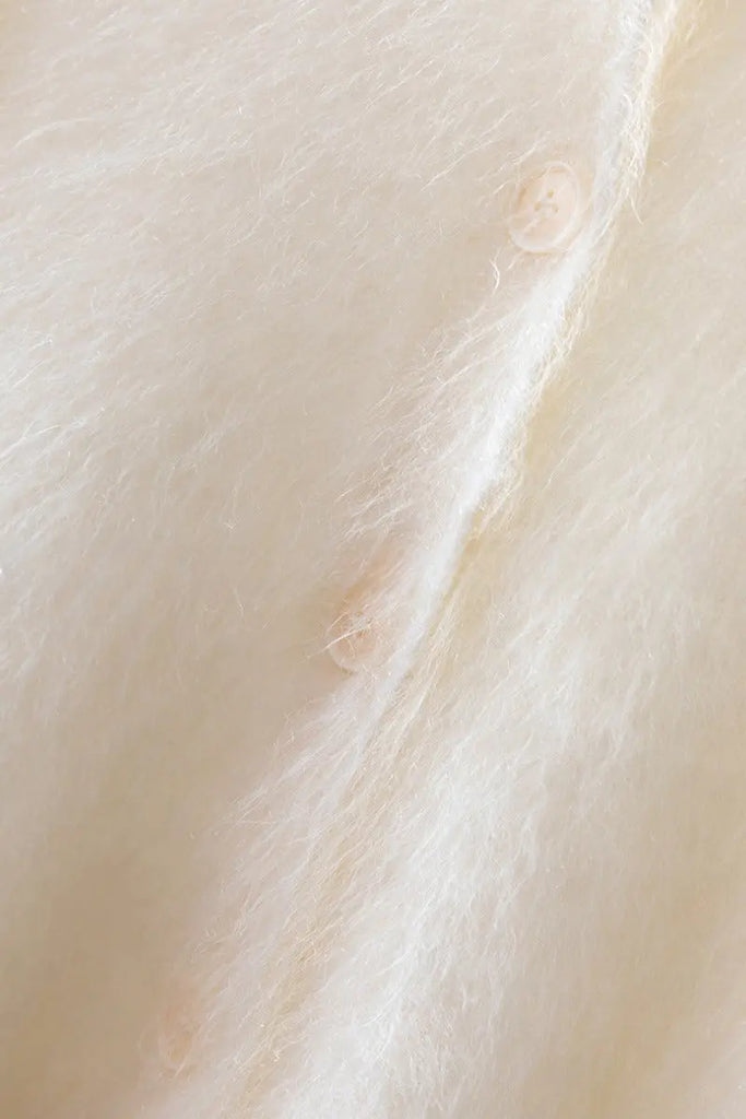 Fibflx Women's Classic Brushed Cashmere Crewneck Button Front Cardigan