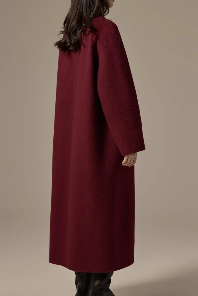 Fibflx Women's Classic Double Breasted Double Faced Long Yak-Cashmere Coat