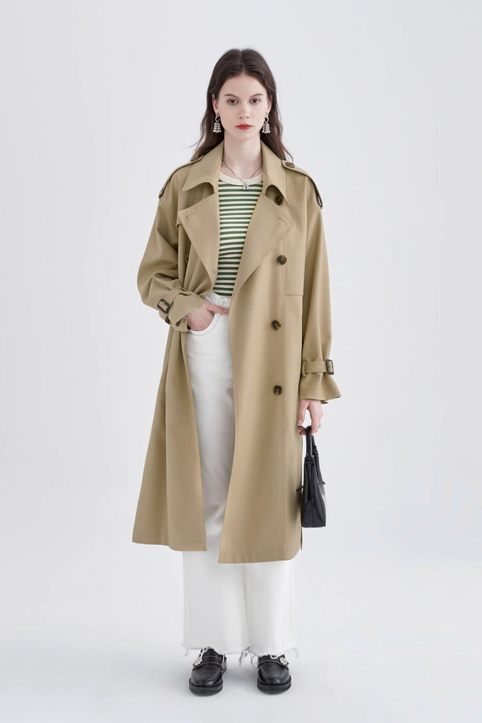 Fiblx Woman's Classic Double Breasted Womens Trench Coat