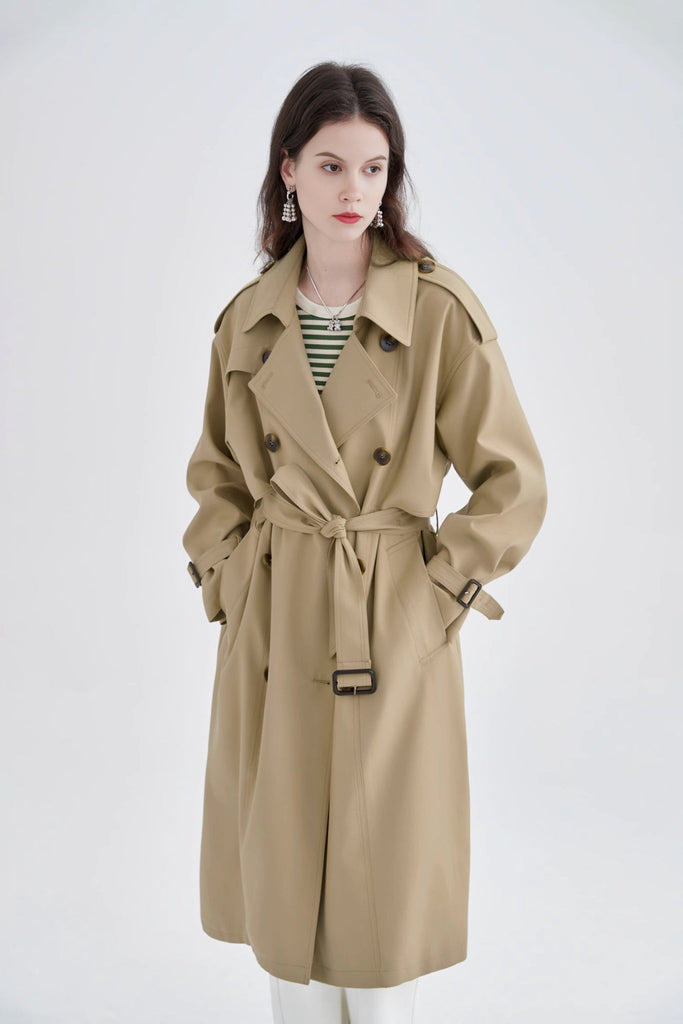 Fiblx Woman's Classic Double Breasted Womens Trench Coat