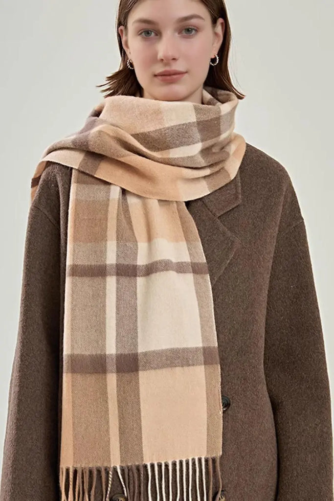 Fibflx Women's Classic Extra Long 100 Wool Plaid Scarf