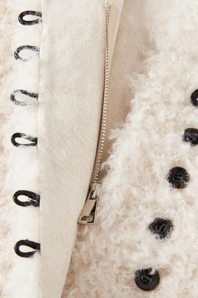 Fibflx Women's Collarless Faux Shearling & Faux Suede Jacket