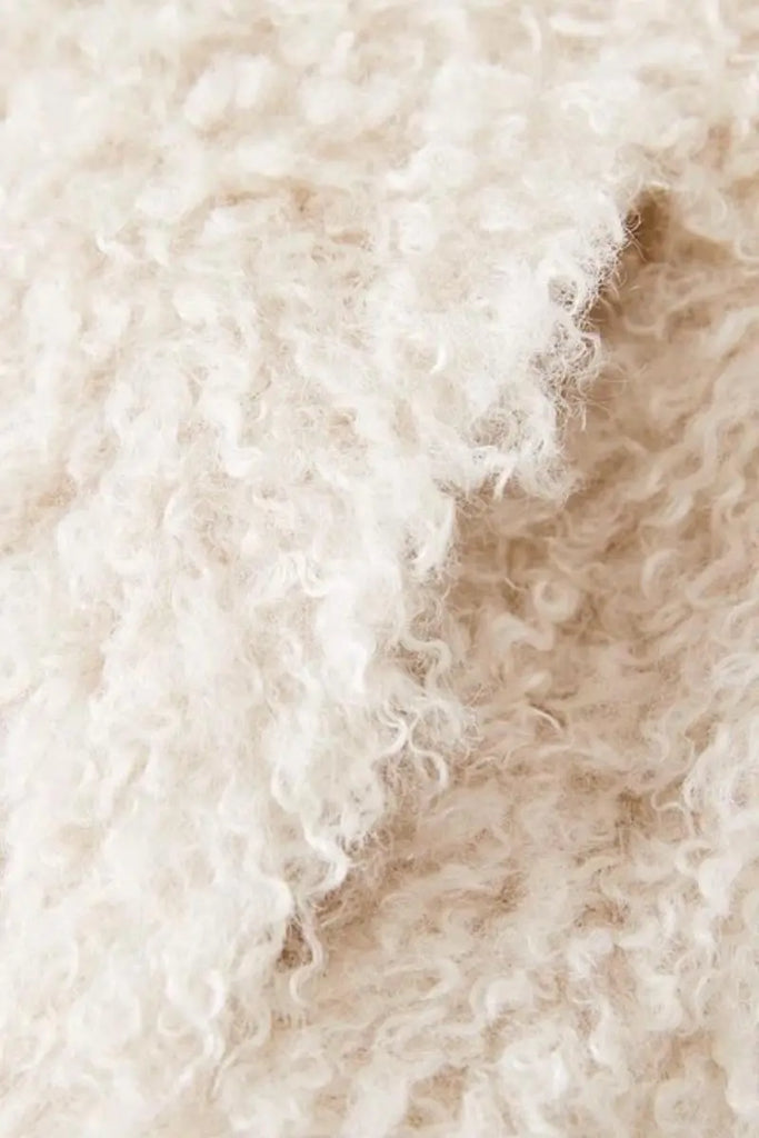 Fibflx Women's Collarless Faux Shearling & Faux Suede Jacket