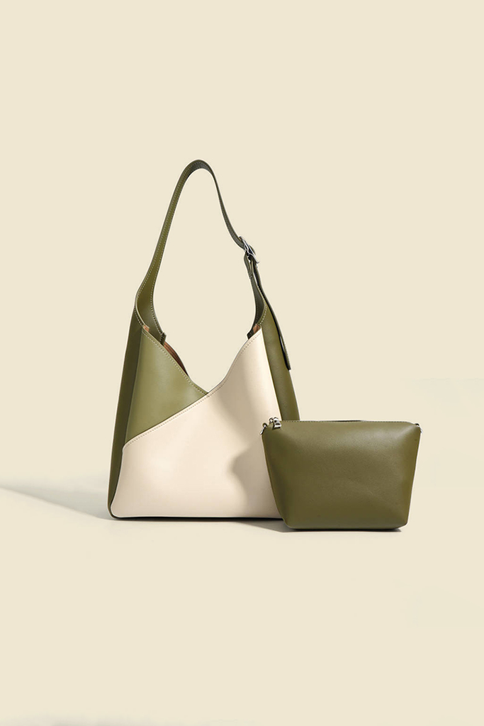 Fibflx Women's Color Block Leather Shoulder Hobo bag