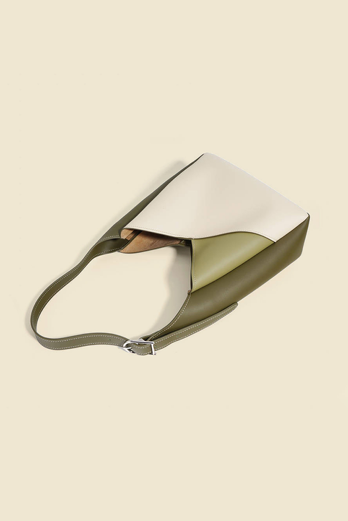 Fibflx Women's Color Block Leather Shoulder Hobo bag