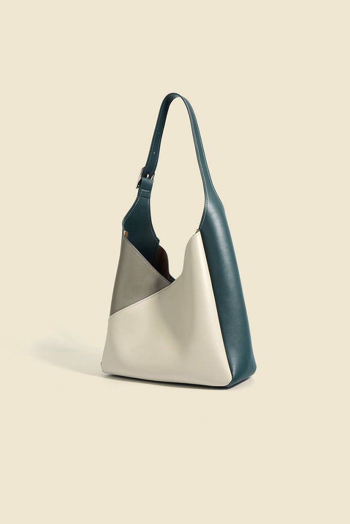 Fibflx Women's Color Block Leather Shoulder Hobo bag
