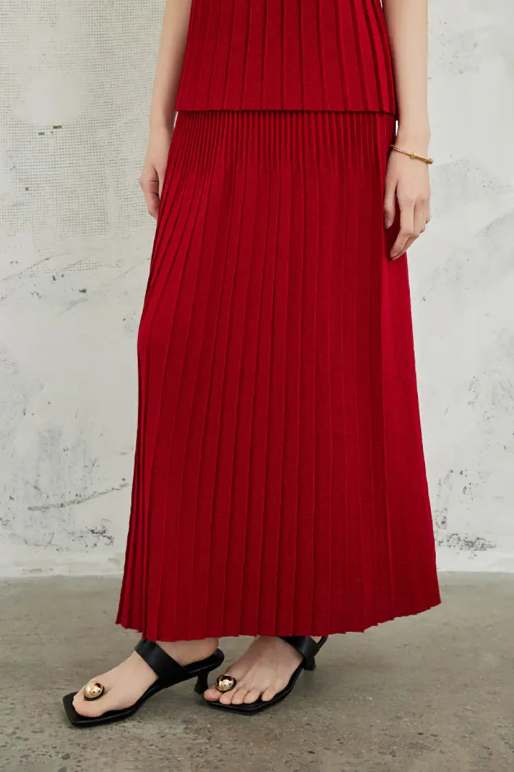 Accordion pleated maxi skirt best sale