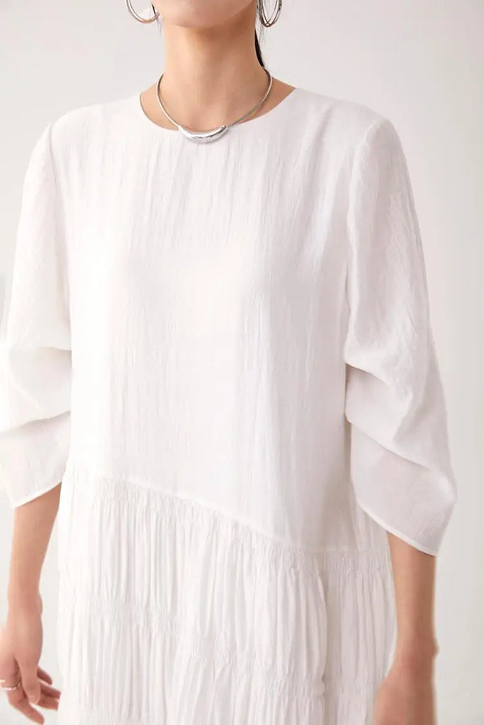 Cotton Tiered Long Sleeve Maxi Dress  Fibflx