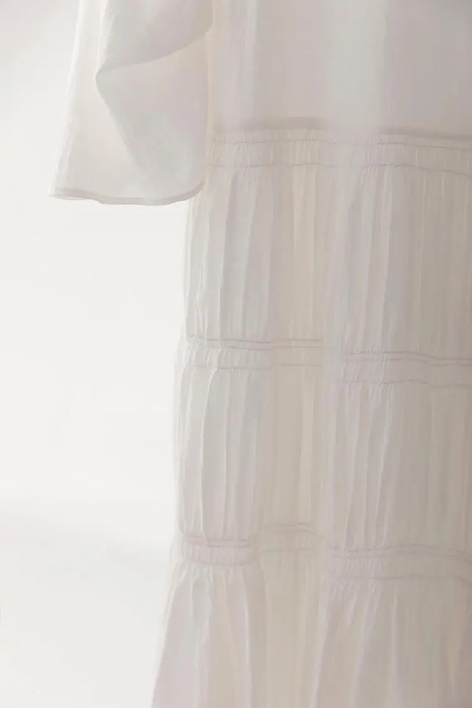 Cotton Tiered Long Sleeve Maxi Dress  Fibflx