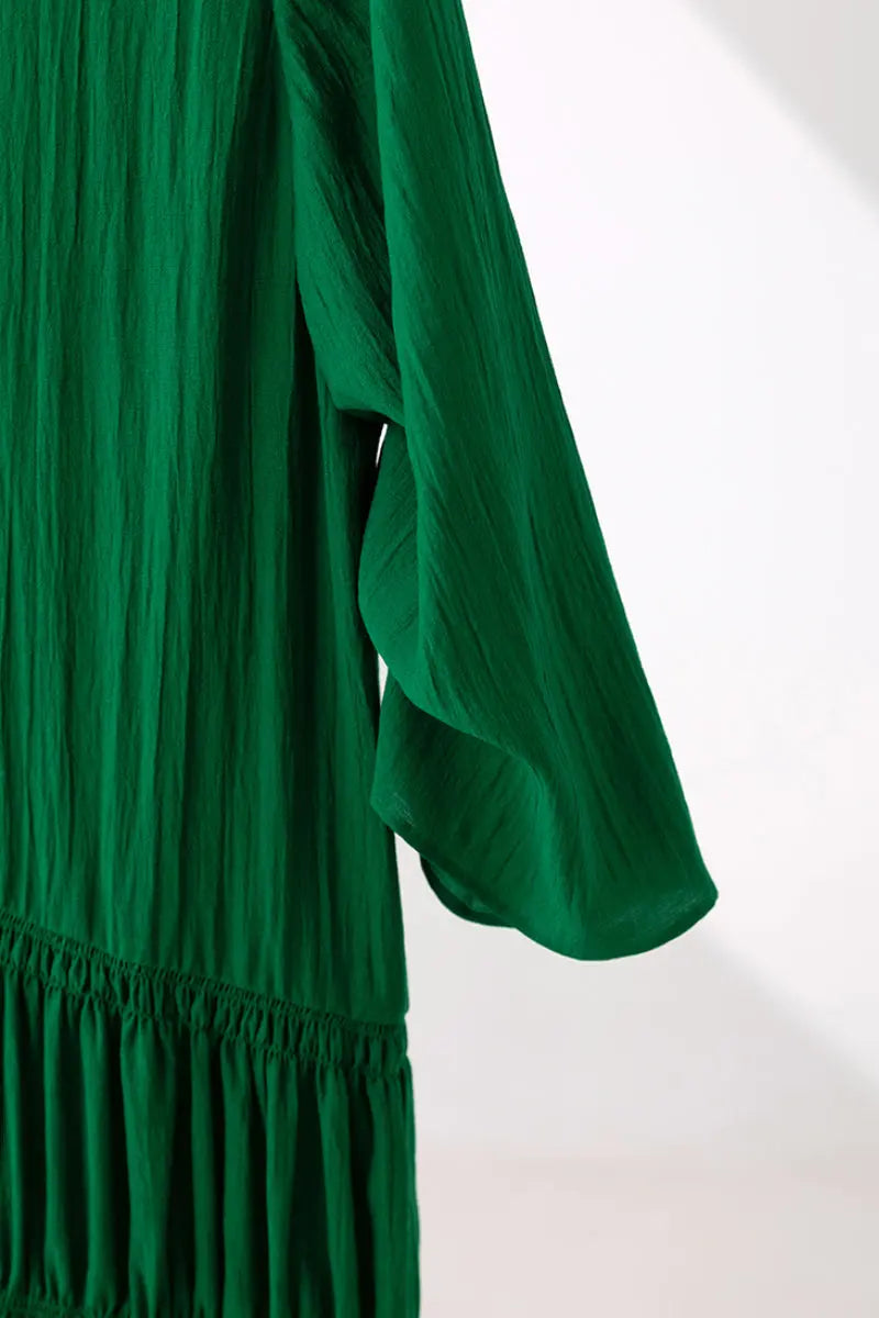 Cotton Tiered Long Sleeve Maxi Dress Off White / S
