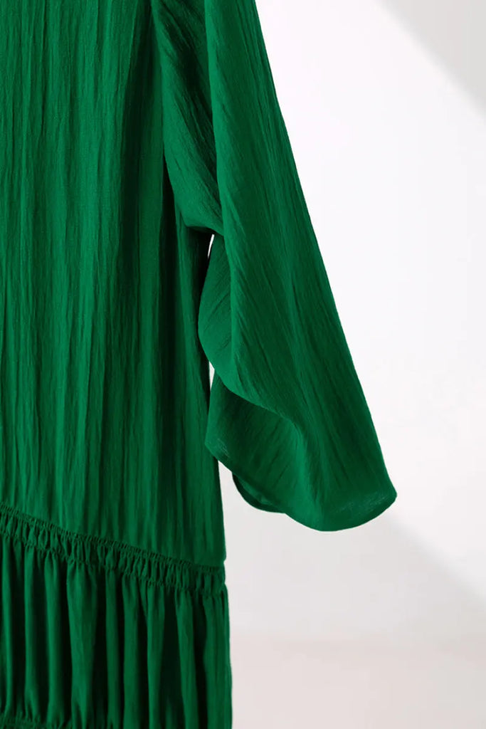 Cotton Tiered Long Sleeve Maxi Dress  Fibflx