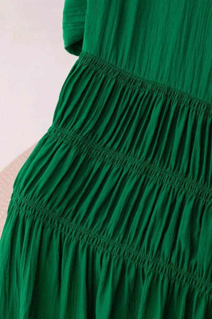 Cotton Tiered Long Sleeve Maxi Dress  Fibflx