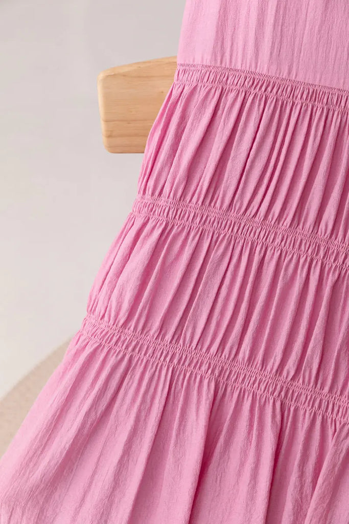 Cotton Tiered Long Sleeve Maxi Dress  Fibflx