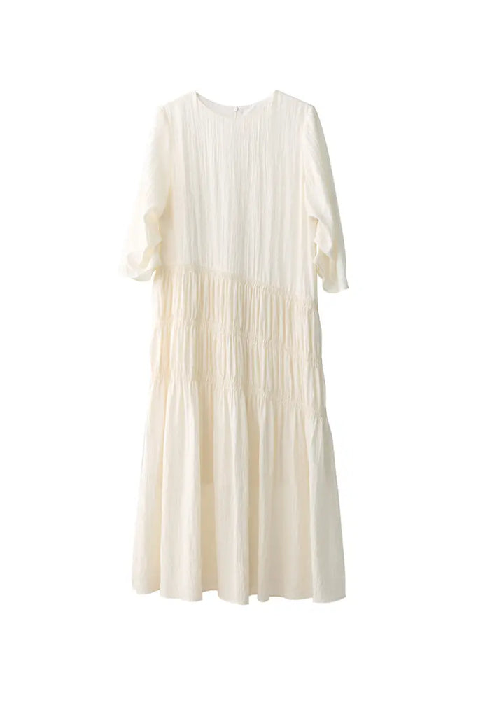 Cotton Tiered Long Sleeve Maxi Dress  Fibflx