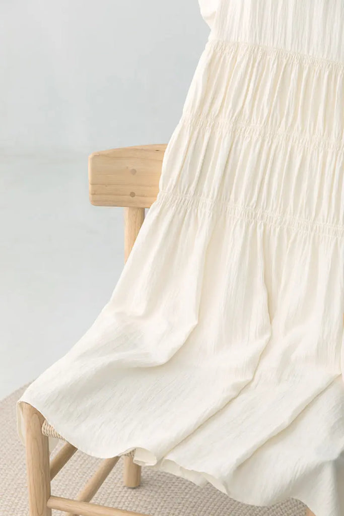 Cotton Tiered Long Sleeve Maxi Dress  Fibflx