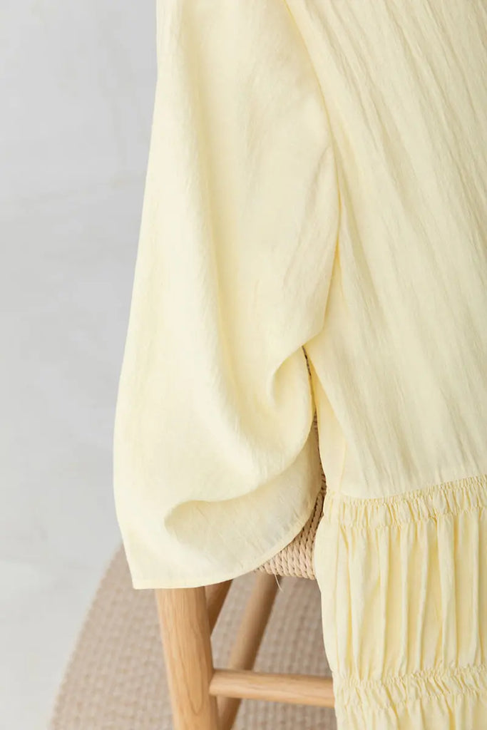 Cotton Tiered Long Sleeve Maxi Dress  Fibflx