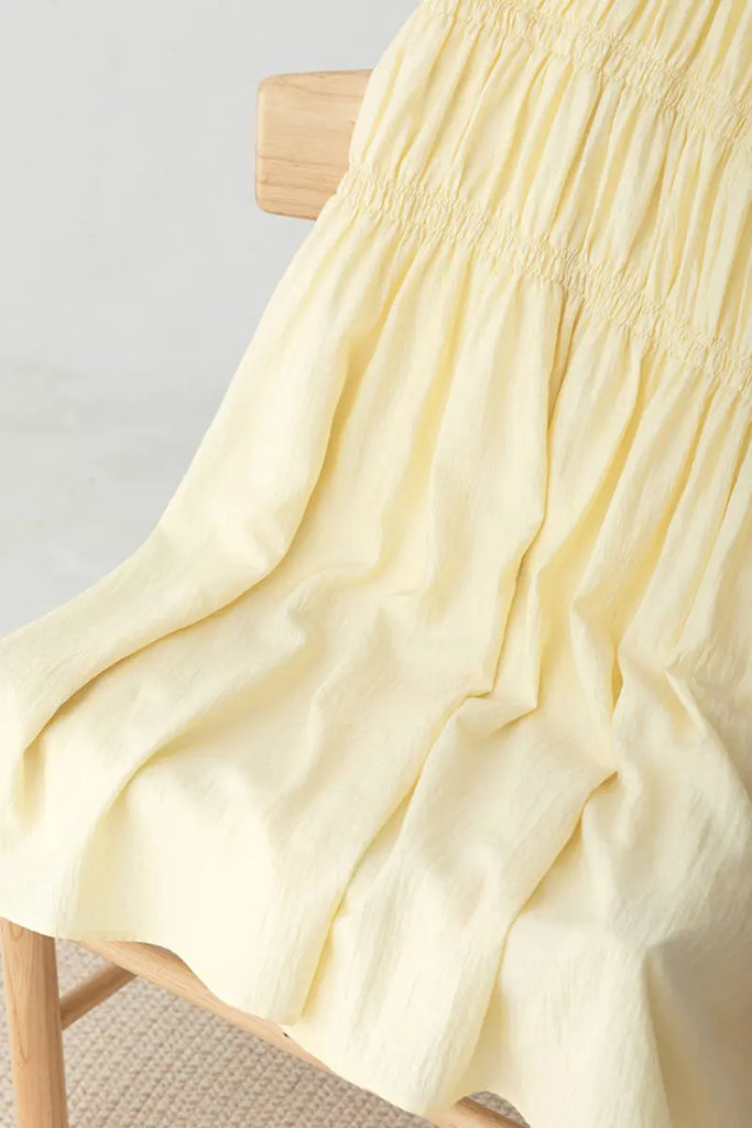 Cotton Tiered Long Sleeve Maxi Dress  Fibflx