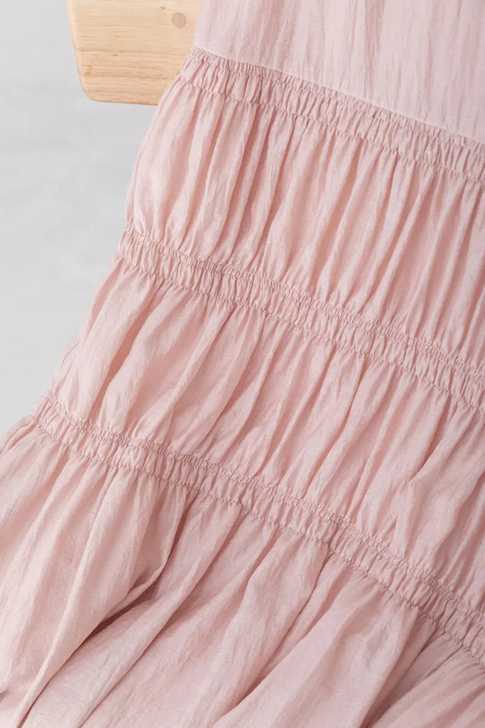 Cotton Tiered Long Sleeve Maxi Dress  Fibflx