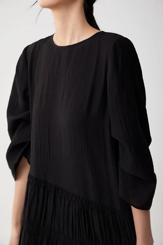 Cotton Tiered Long Sleeve Maxi Dress  Fibflx