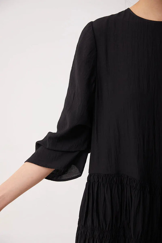 Cotton Tiered Long Sleeve Maxi Dress  Fibflx