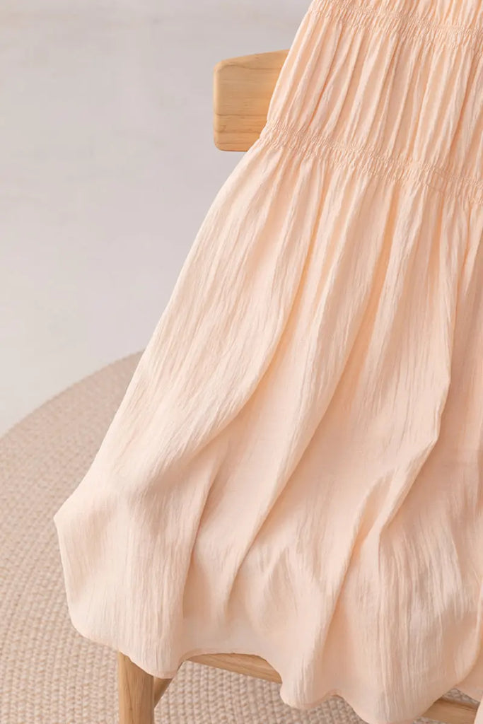 Cotton Tiered Long Sleeve Maxi Dress  Fibflx