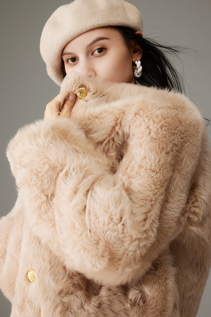 Crewneck Cropped Lambskin Lined  Coat toscana shearling coat Fibflx