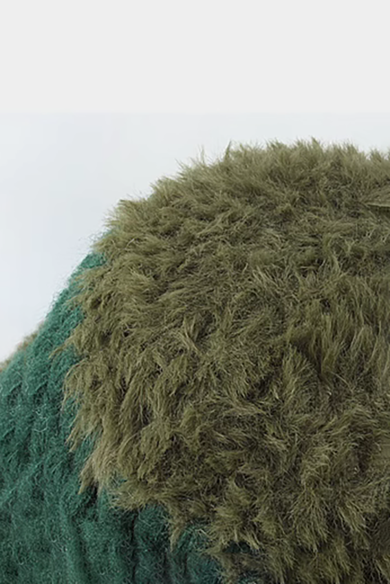 Crochet Faux Fur Color Block Fluffy Bucket Hat