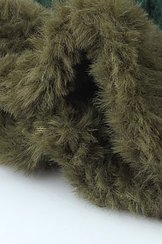 Crochet Faux Fur Color Block Fluffy Bucket Hat