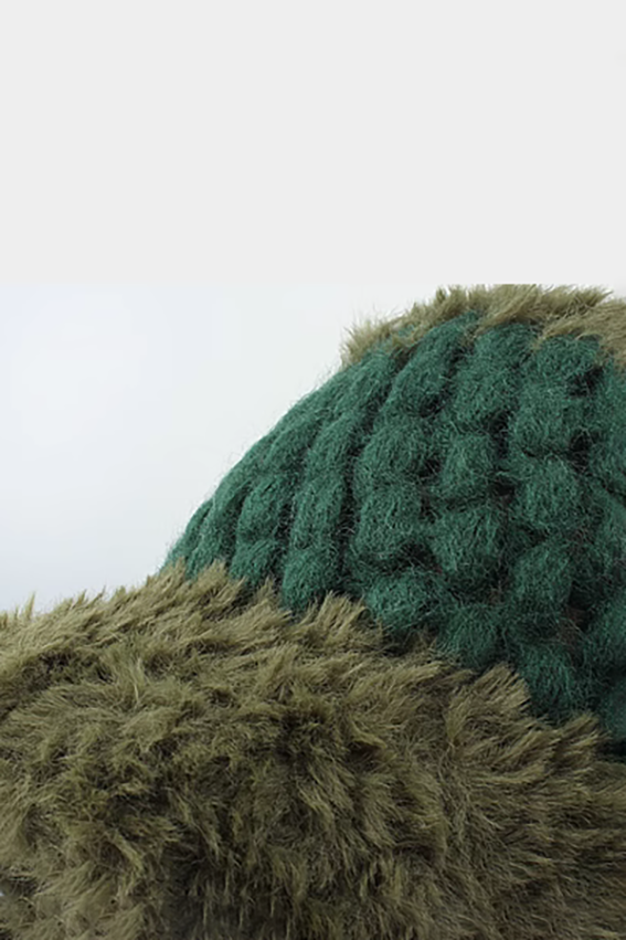 Crochet Faux Fur Color Block Fluffy Bucket Hat