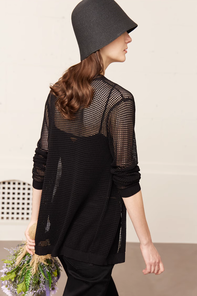 Fibflx Woman's Crochet Long Sleeve Top