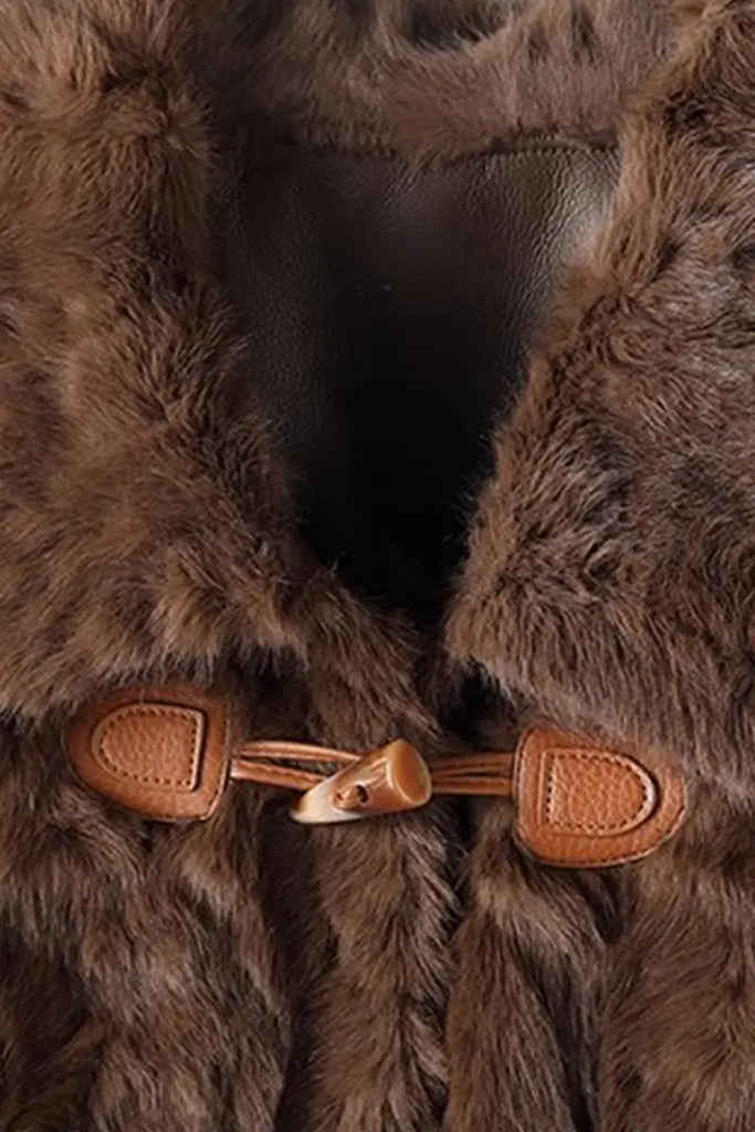 Fibflx Women's Cropped Faux Toscana Shearling Jacket with Oversized Collar