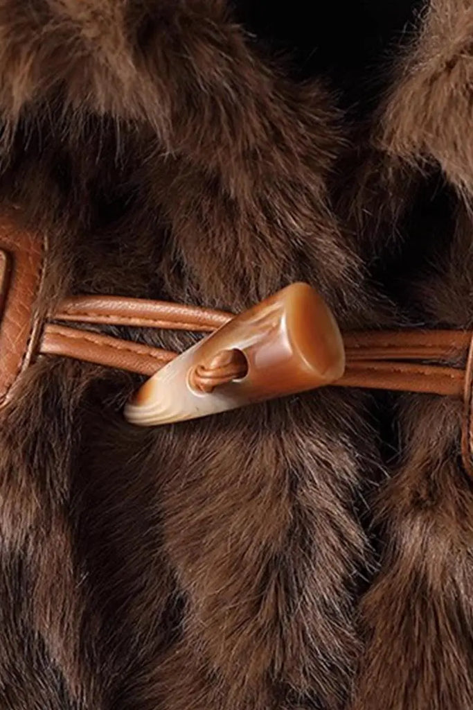 Fibflx Women's Cropped Faux Toscana Shearling Jacket with Oversized Collar