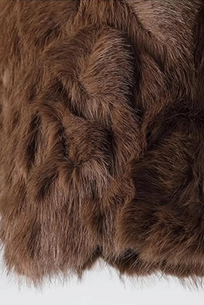 Fibflx Women's Cropped Faux Toscana Shearling Jacket with Oversized Collar