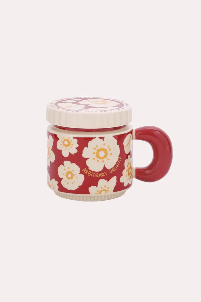 Fibflx Women's Cute Ceramic Coffee Mug with Lid & Large Handle