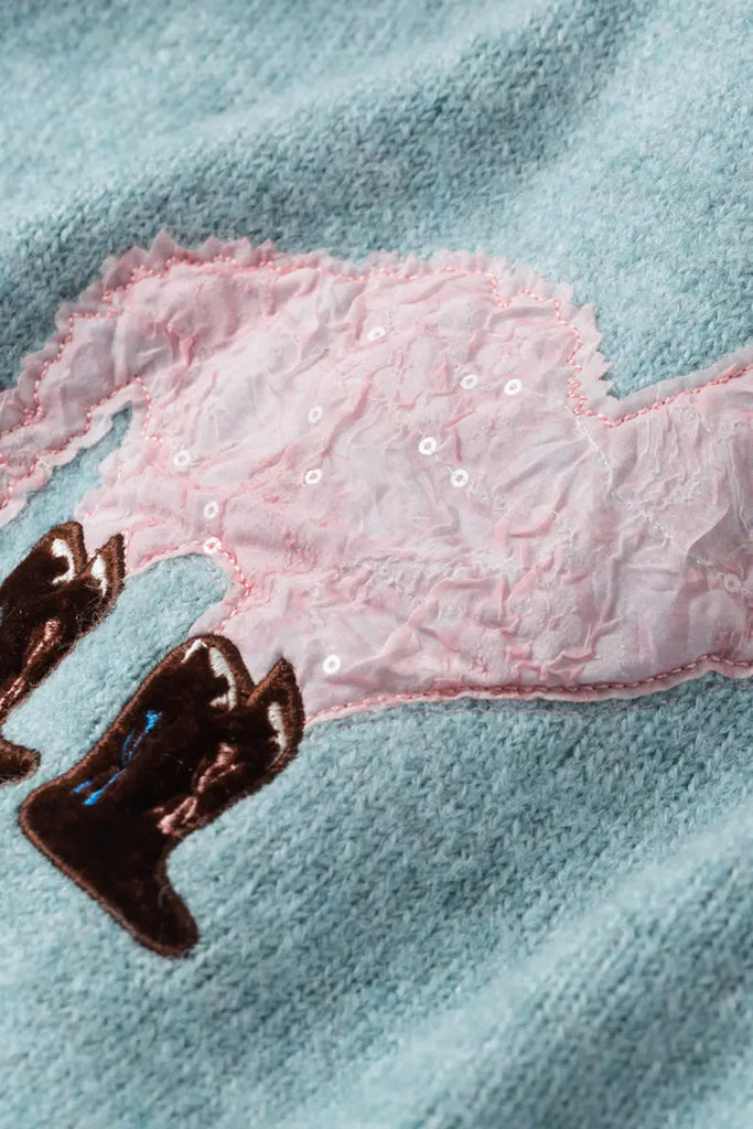 Fibflx Women's Cute Wool Blend Crewneck Pullover Sweater with Puss in Boots