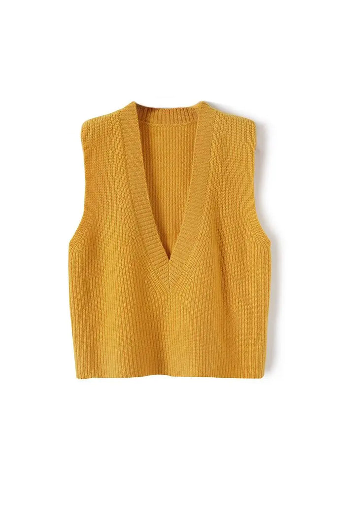 Deep V-Neck Sweater Vest Fibflx