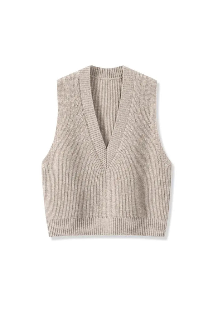 Deep V-Neck Sweater Vest Fibflx