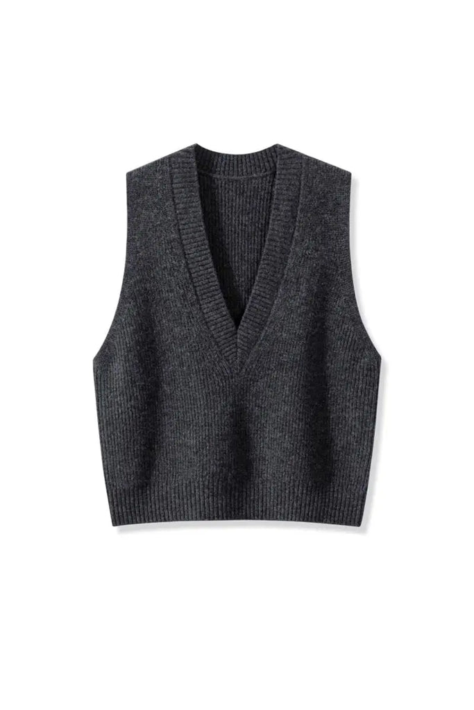 Deep V-Neck Sweater Vest Fibflx