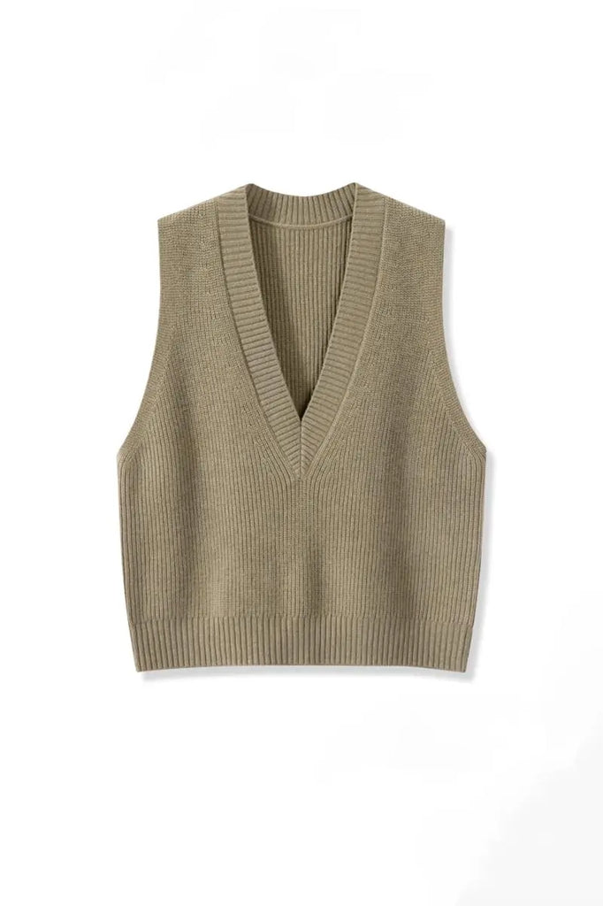 Deep V-Neck Sweater Vest Fibflx