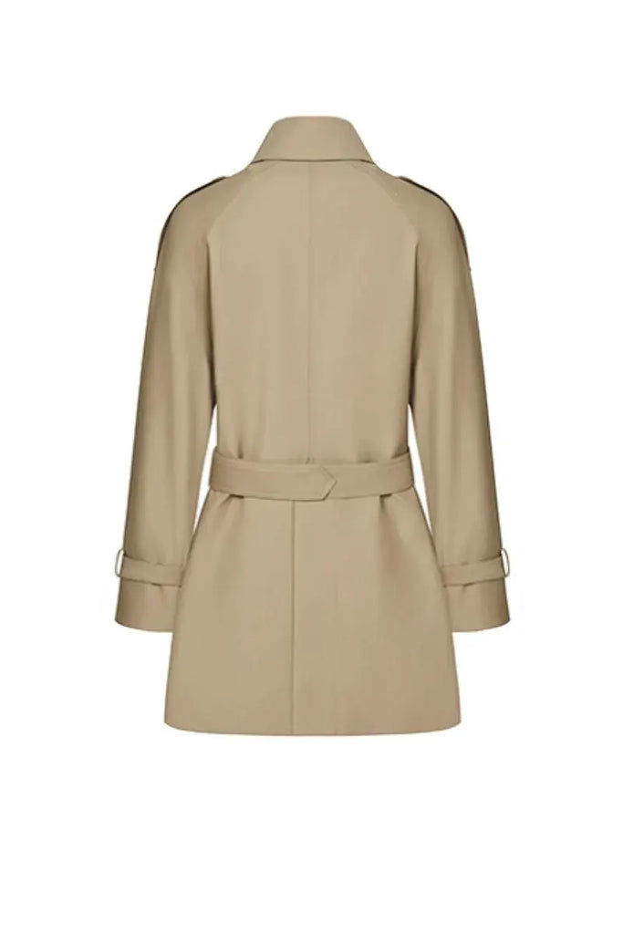 Fibflx Women's Double Breasted Short Trench Coat with Belt