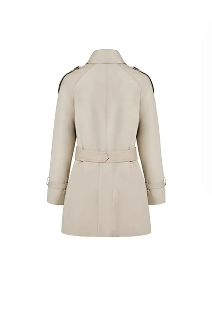 Fibflx Women's Double Breasted Short Trench Coat with Belt