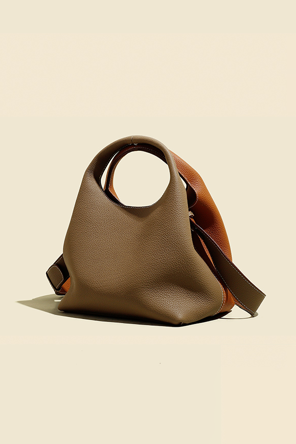 Fibflx Women's Double-sided Leather Boho Bucket Handbag