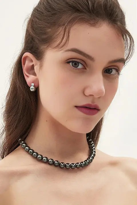 Elegant Silver Beaded Pearl Choker Fibflx