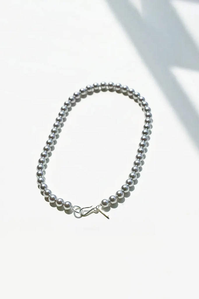 Elegant Silver Beaded Pearl Choker Fibflx